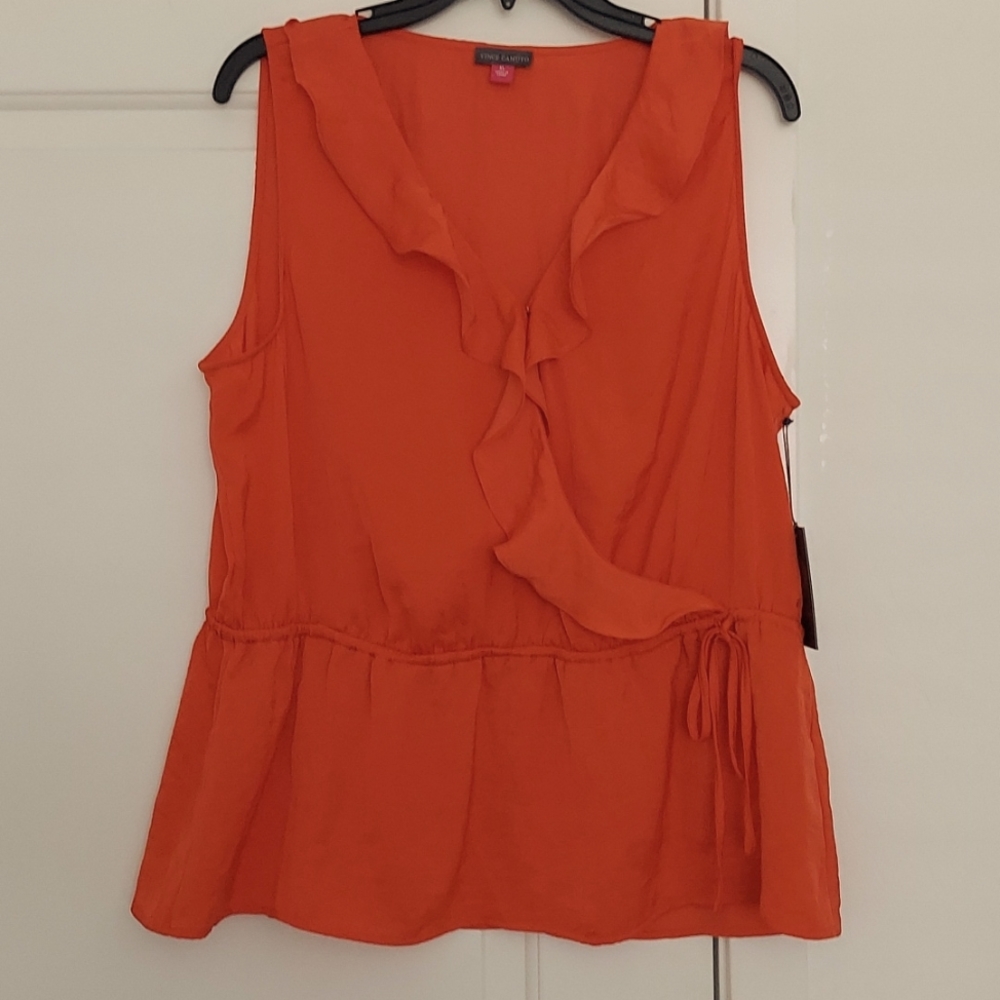 Vince Camuto ruffled split v-neck sleeveless top